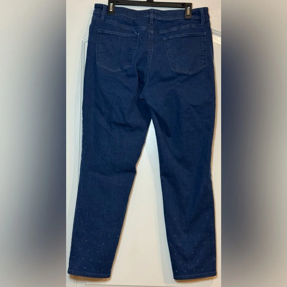 Talbots Women's Blue Jeans with Crystal Embellishment on Lower Legs of Jeans